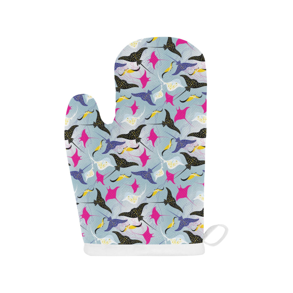 Stingray Pattern Print Design 01 Heat Resistant Oven Mitts
