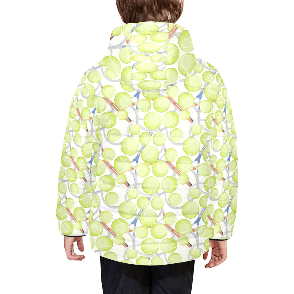 Tennis Pattern Print Design 01 Kids' Boys' Girls' Padded Hooded Jacket