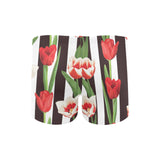 red and white tulips pattern Men's Swimming Trunks