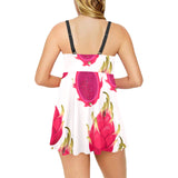 dragon fruits design pattern Chest Sexy Pleated Two Piece Swim Dress