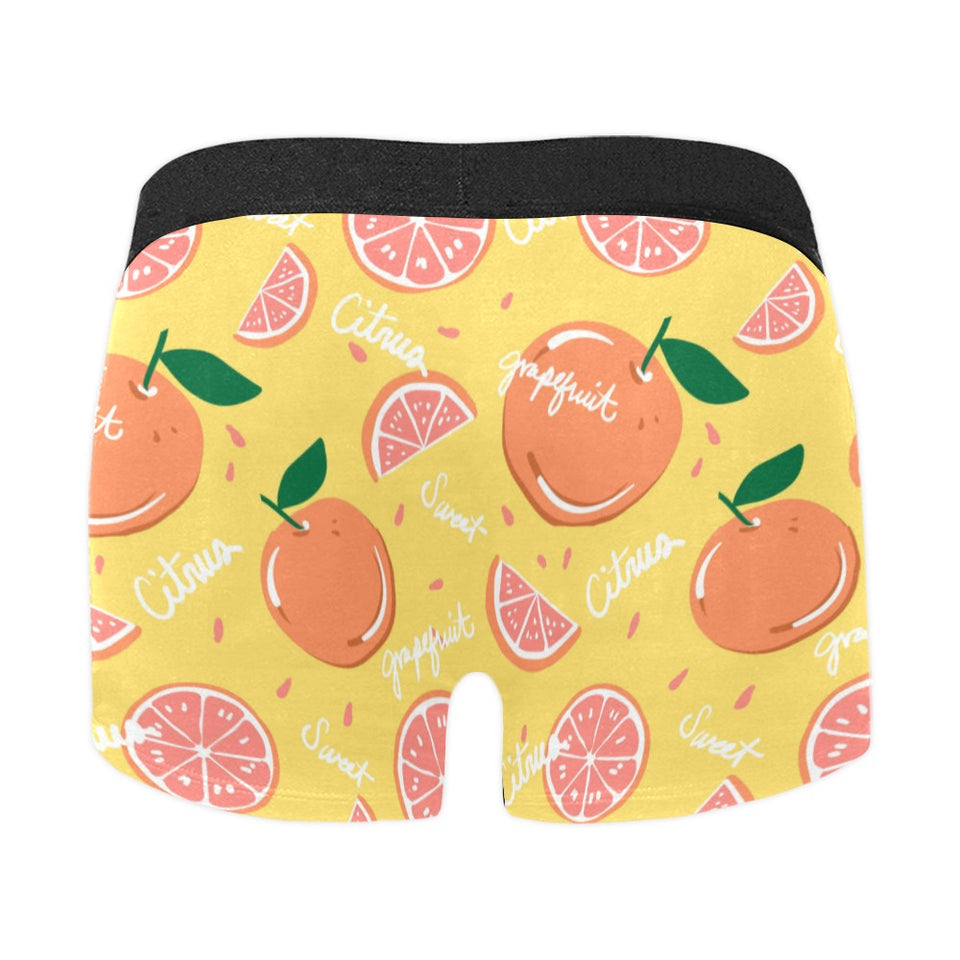 Grapefruit yellow background Men's All Over Print Boxer Briefs Men's Underwear