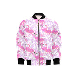 Pink flamingo flower pattern Kids' Boys' Girls' Bomber Jacket