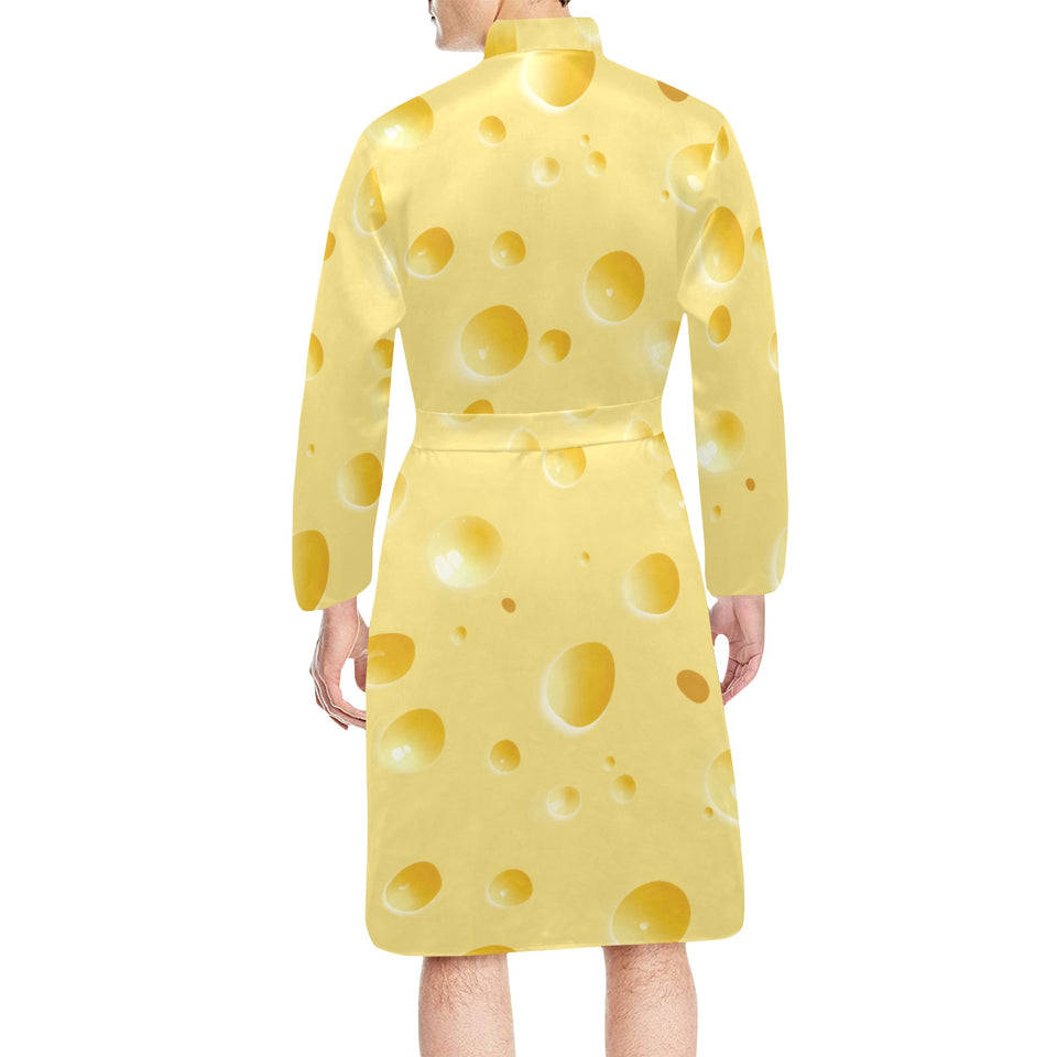 Cheese texture Men's Long Sleeve Belted Night Robe