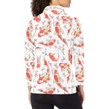 Watercolor Koi Fish Carp Fish pattern Women's Long Sleeve Polo Shirt