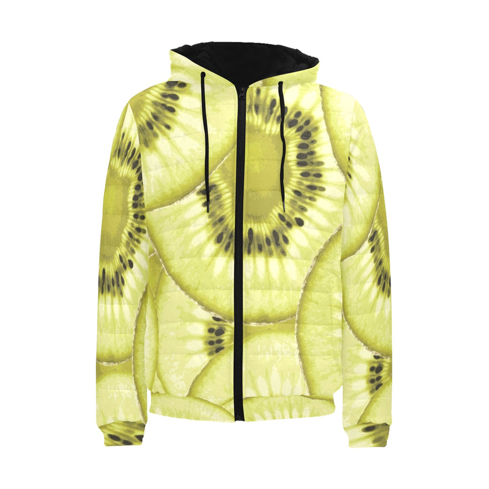 Sliced kiwi pattern Men's Padded Hooded Jacket