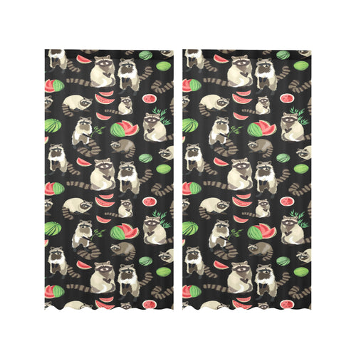 Raccoon watermelon pattern Gauze Curtain