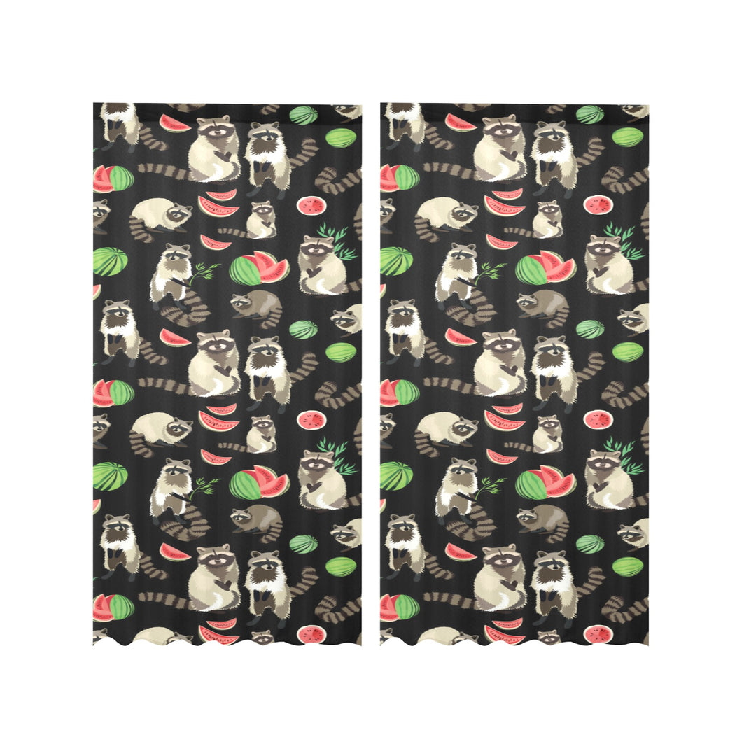 Raccoon watermelon pattern Gauze Curtain