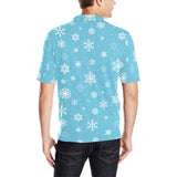 Snowflake pattern blue background Men's All Over Print Polo Shirt