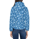 Airplane pattern in the sky Women's Padded Hooded Jacket