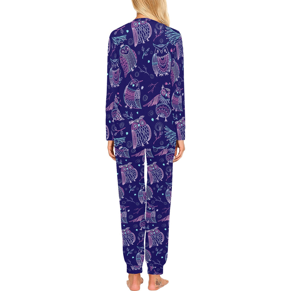 Cute owls pattern boho style ornament Women's All Over Print Pajama Set