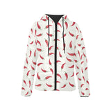 Chili peppers pattern Women's Padded Hooded Jacket