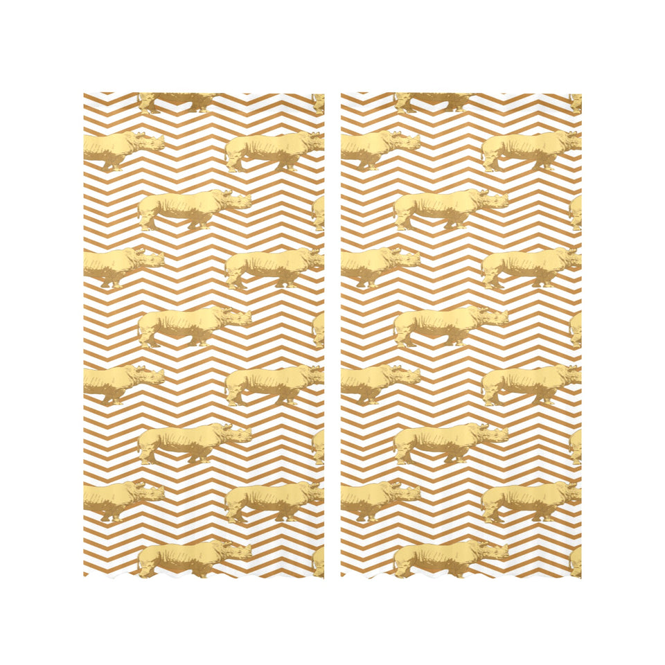 Rhino yellow theme pattern Gauze Curtain