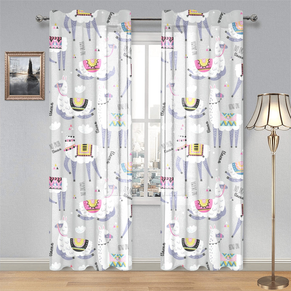 Cute Llama Alpaca pattern Gauze Curtain