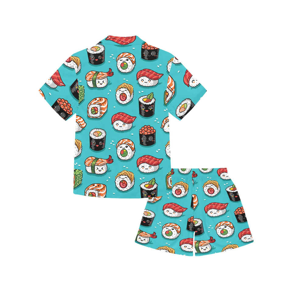 Cute sushi pattern Kids' Boys' Girls' V-Neck Short Pajama Set