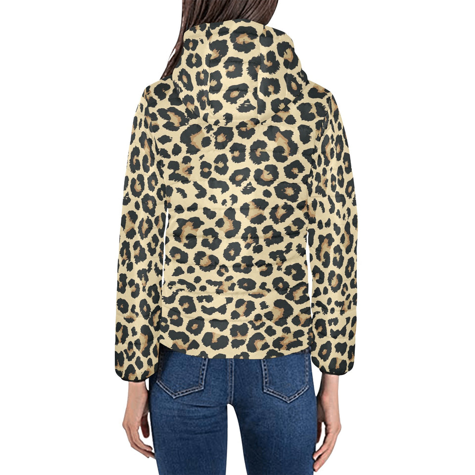 Leopard print design pattern Women's Padded Hooded Jacket