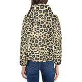 Leopard print design pattern Women's Padded Hooded Jacket