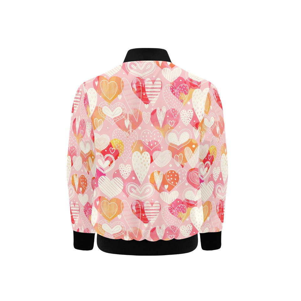 Hand drawn heart design pattern Kids' Boys' Girls' Bomber Jacket