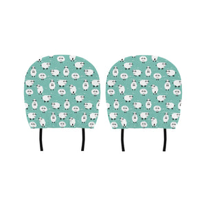 Cute sheep green background Car Headrest Cover