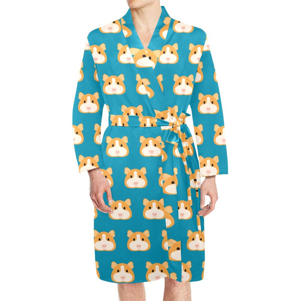 Guinea Pig Pattern Print Design 03 Men's Long Sleeve Belted Night Robe