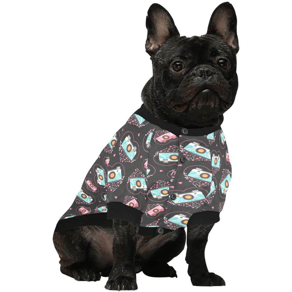 Camera Pattern Print Design 04 All Over Print Pet Dog Round Neck Fuzzy Shirt