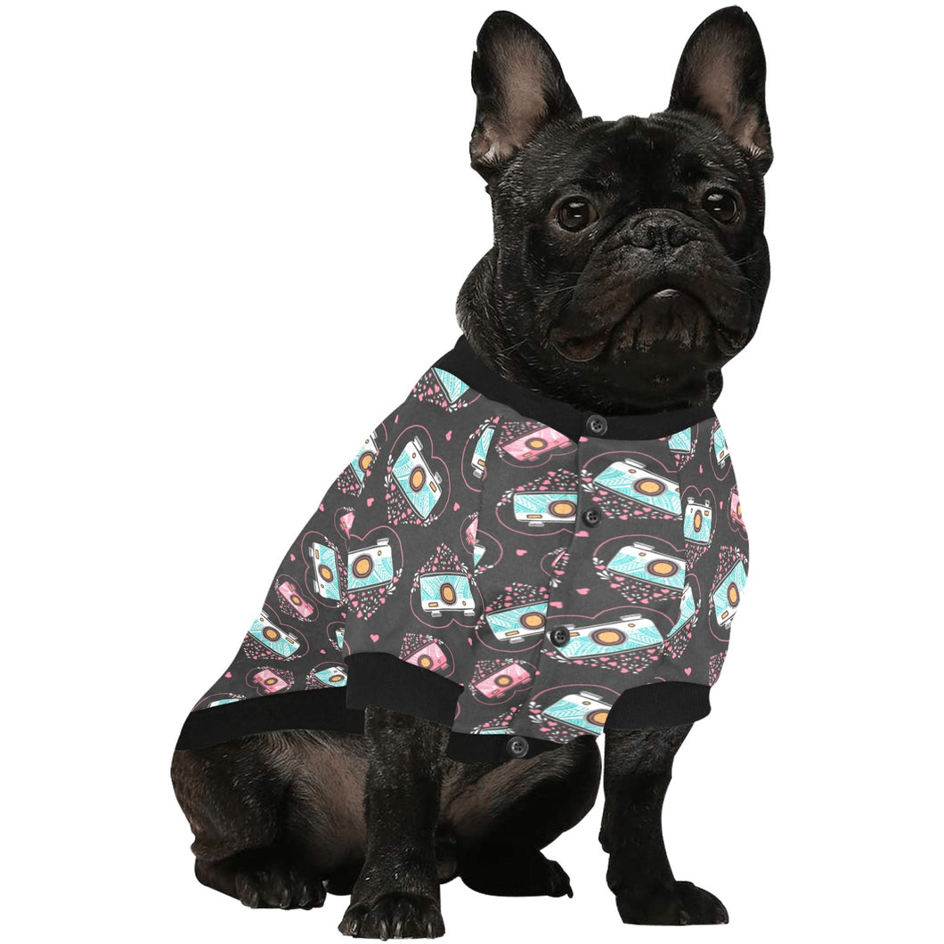 Camera Pattern Print Design 04 All Over Print Pet Dog Round Neck Fuzzy Shirt