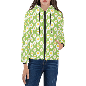 Fried Eggs Pattern Print Design 01 Women's Padded Hooded Jacket