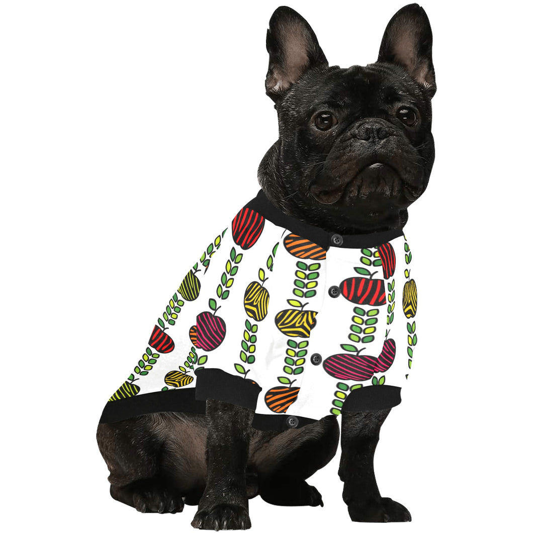 colorful apples leave zebra stripe All Over Print Pet Dog Round Neck Fuzzy Shirt