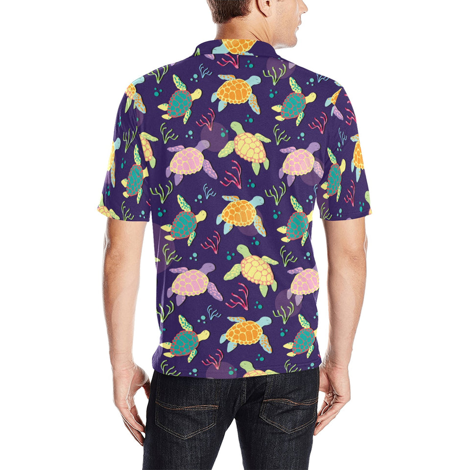 Colorful sea turtle pattern Men's All Over Print Polo Shirt