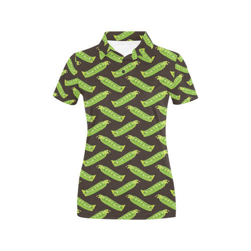 Green Peas Pattern Print Design 05 Women's All Over Print Polo Shirt