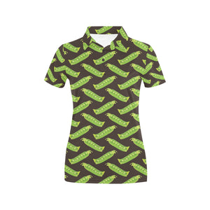 Green Peas Pattern Print Design 05 Women's All Over Print Polo Shirt