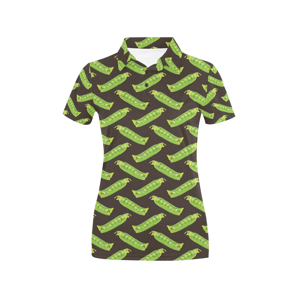 Green Peas Pattern Print Design 05 Women's All Over Print Polo Shirt