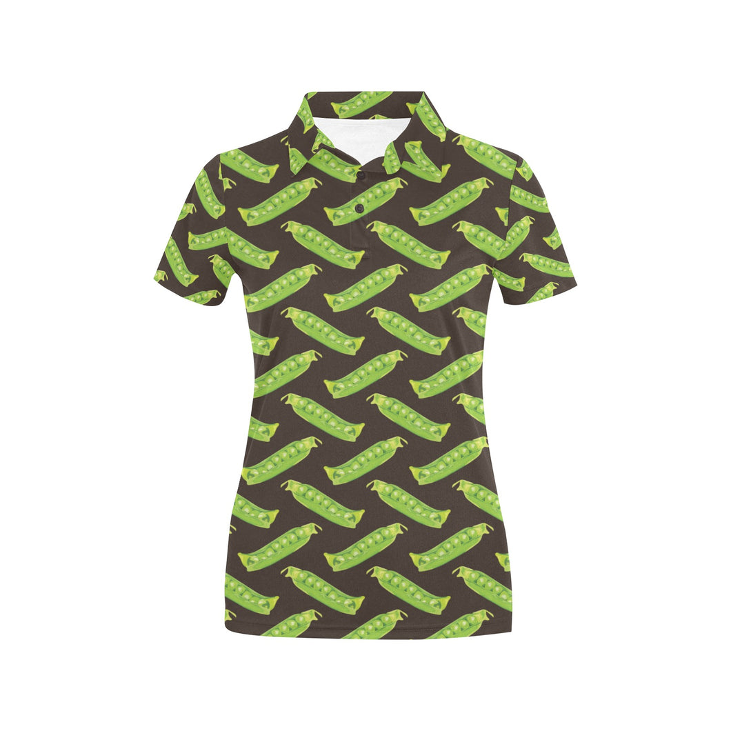 Green Peas Pattern Print Design 05 Women's All Over Print Polo Shirt