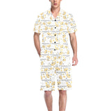 Golden Retriever Pattern Print Design 04 Men's V-Neck Short Pajama Set