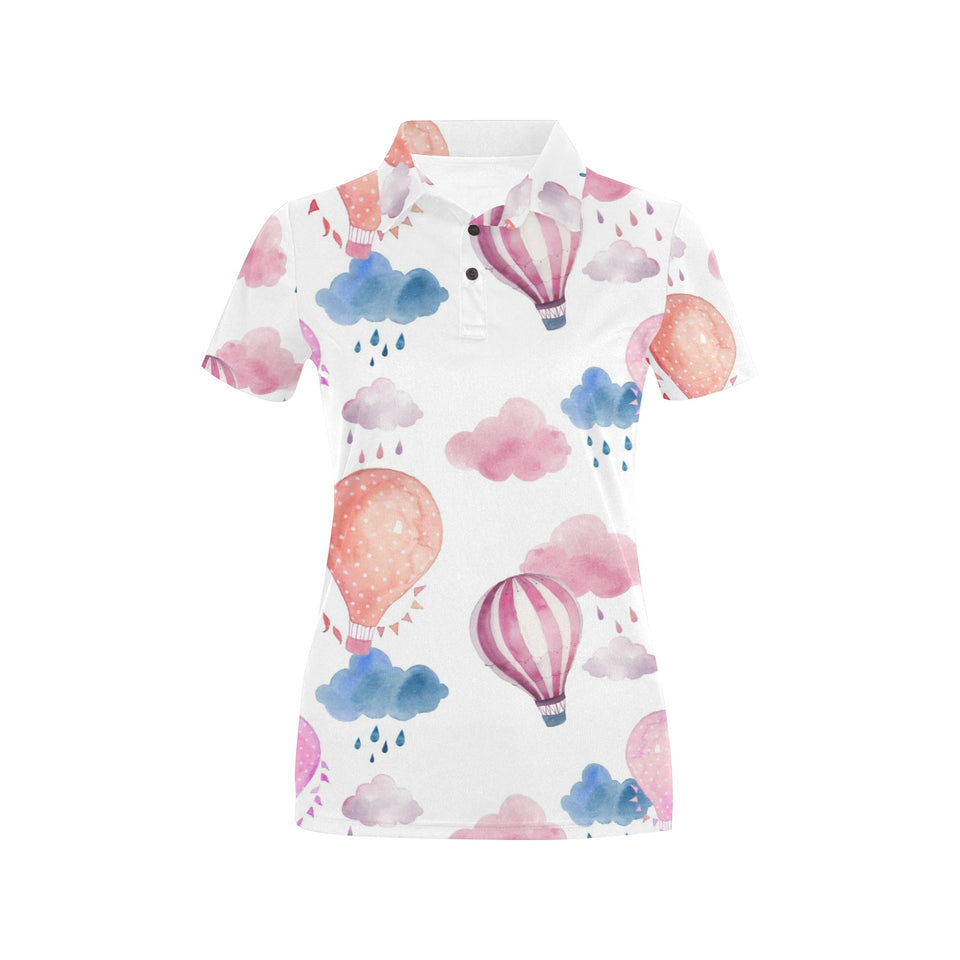 Watercolor air balloon cloud pattern Women's All Over Print Polo Shirt