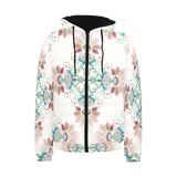 Square floral indian flower pattern Men's Padded Hooded Jacket