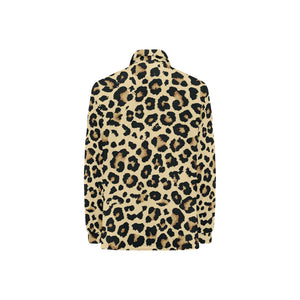 Leopard print design pattern Women's Long Sleeve Polo Shirt