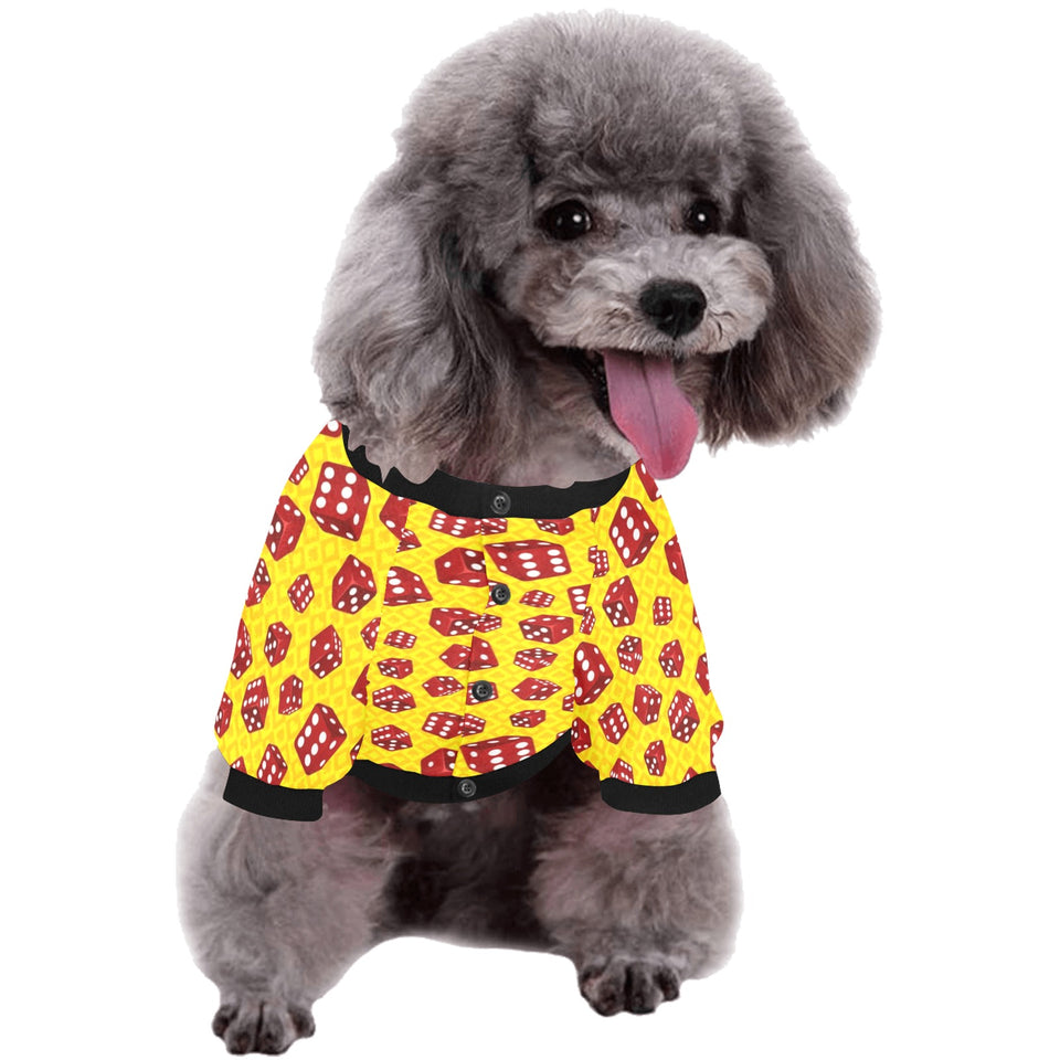 Dice Pattern Print Design 04 All Over Print Pet Dog Round Neck Fuzzy Shirt