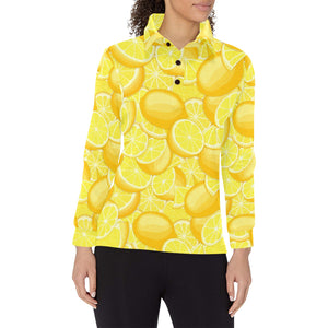 lemon pattern Women's Long Sleeve Polo Shirt