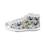 Rooster chicken cock snowfalke Women's High Top Canvas Shoes White