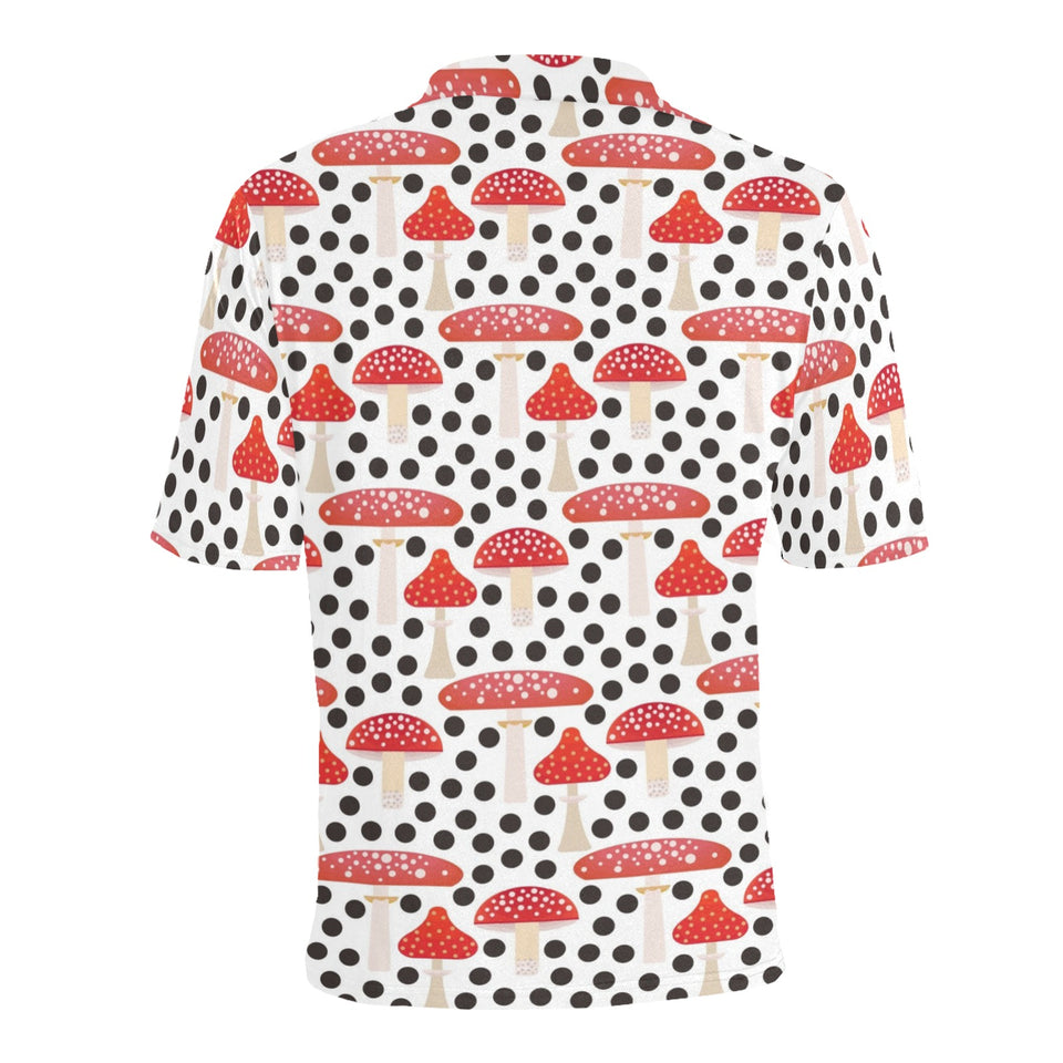 Red mushroom dot pattern Men's All Over Print Polo Shirt