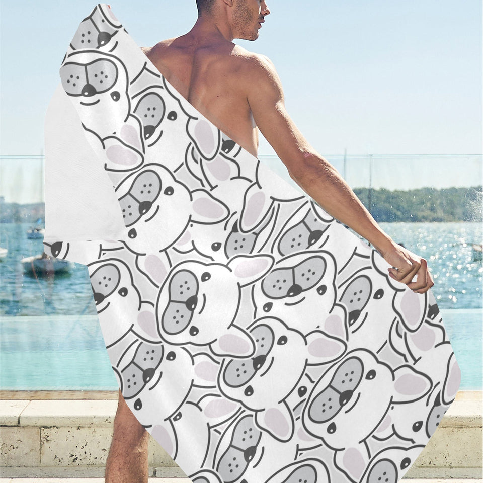 Cute french bulldog head pattern Beach Towel