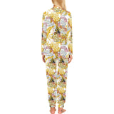 Cool Bee honeycomb leaves pattern Women's All Over Print Pajama Set
