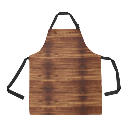 Wood Printed Pattern Print Design 04 All Over Print Adjustable Apron