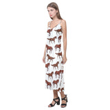 Horses running pattern background V-Neck Open Fork Long Dress