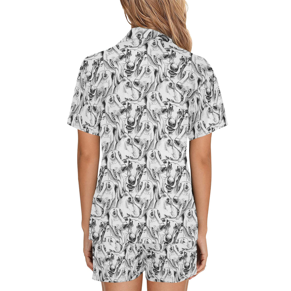 Greyhound Pattern Print Design 01 Women's V-Neck Short Pajama Set