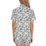 Greyhound Pattern Print Design 01 Women's V-Neck Short Pajama Set