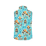 Cute sea otters fishe sea urchin pattern Women's Padded Vest