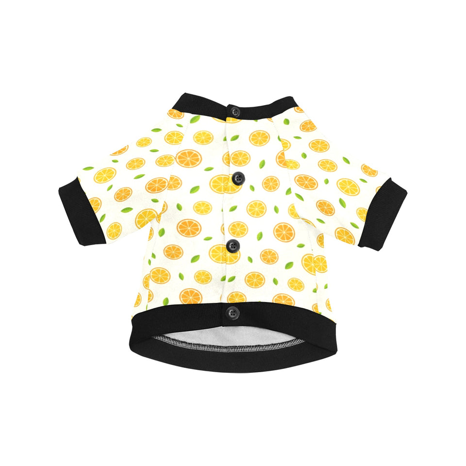 oranges leaves pattern All Over Print Pet Dog Round Neck Fuzzy Shirt