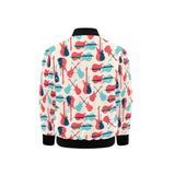 Red Blue guitar pattern Kids' Boys' Girls' Bomber Jacket
