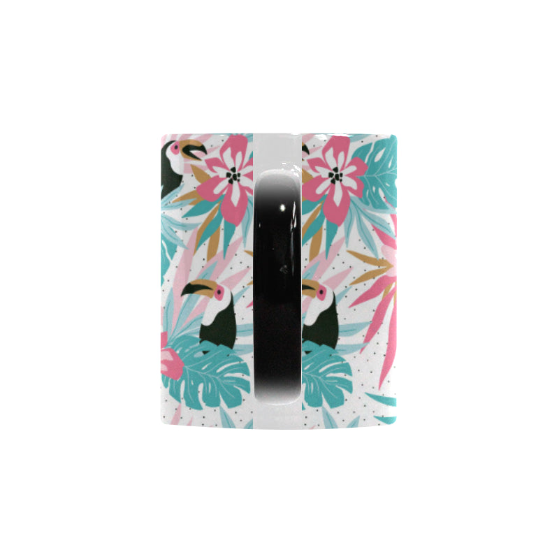 Toucan tropical flower leave pattern Morphing Mug Heat Changing Mug
